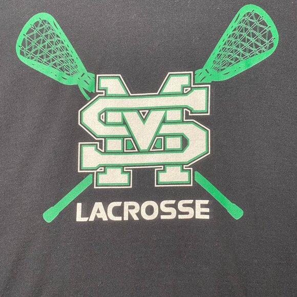 Champion Eco Authentic Black Hoodie MS Lacrosse Print Green Logo Mens Size M - Picture 6 of 12